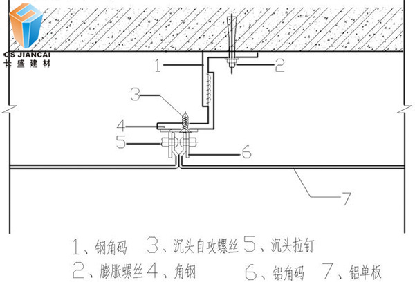 氟碳鋁單板安裝結構圖1